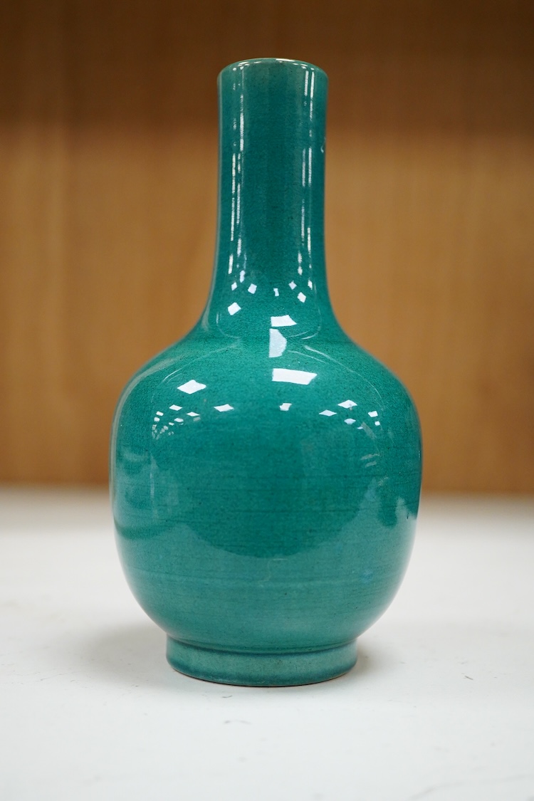 A Chinese turquoise glazed bottle vase, 17cm high